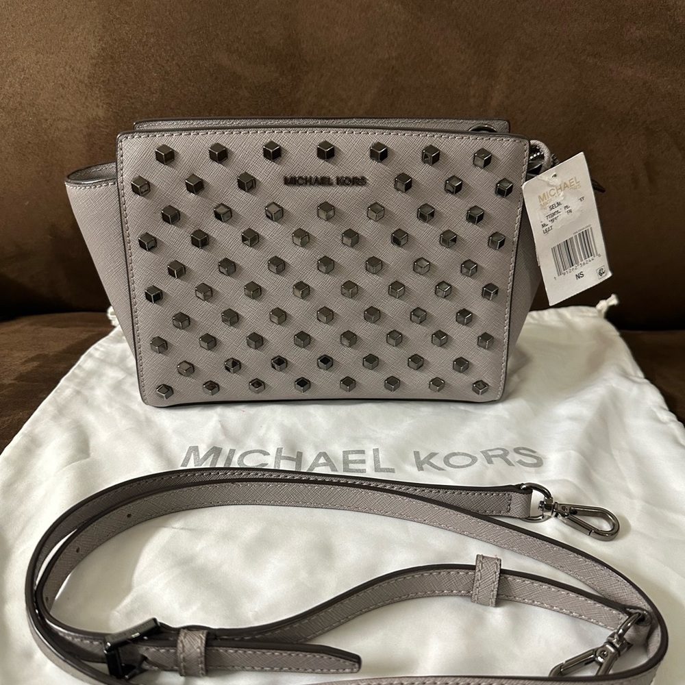 Michael Kors Grey Rhinestone Selma Crossbody